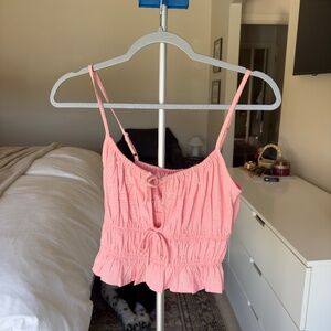 Billabong Pink Ruched Cropped Spaghetti Strap Top Size Medium